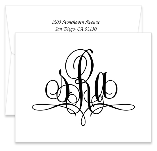 Paris Monogram Folded Note Cards - Raised Ink